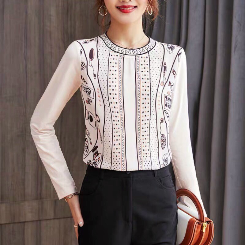 Áo Lụa Họa Tiết Phối Ren - SM55